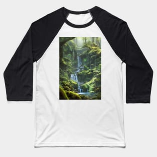 Waterfalls in a Greenish Forest Baseball T-Shirt